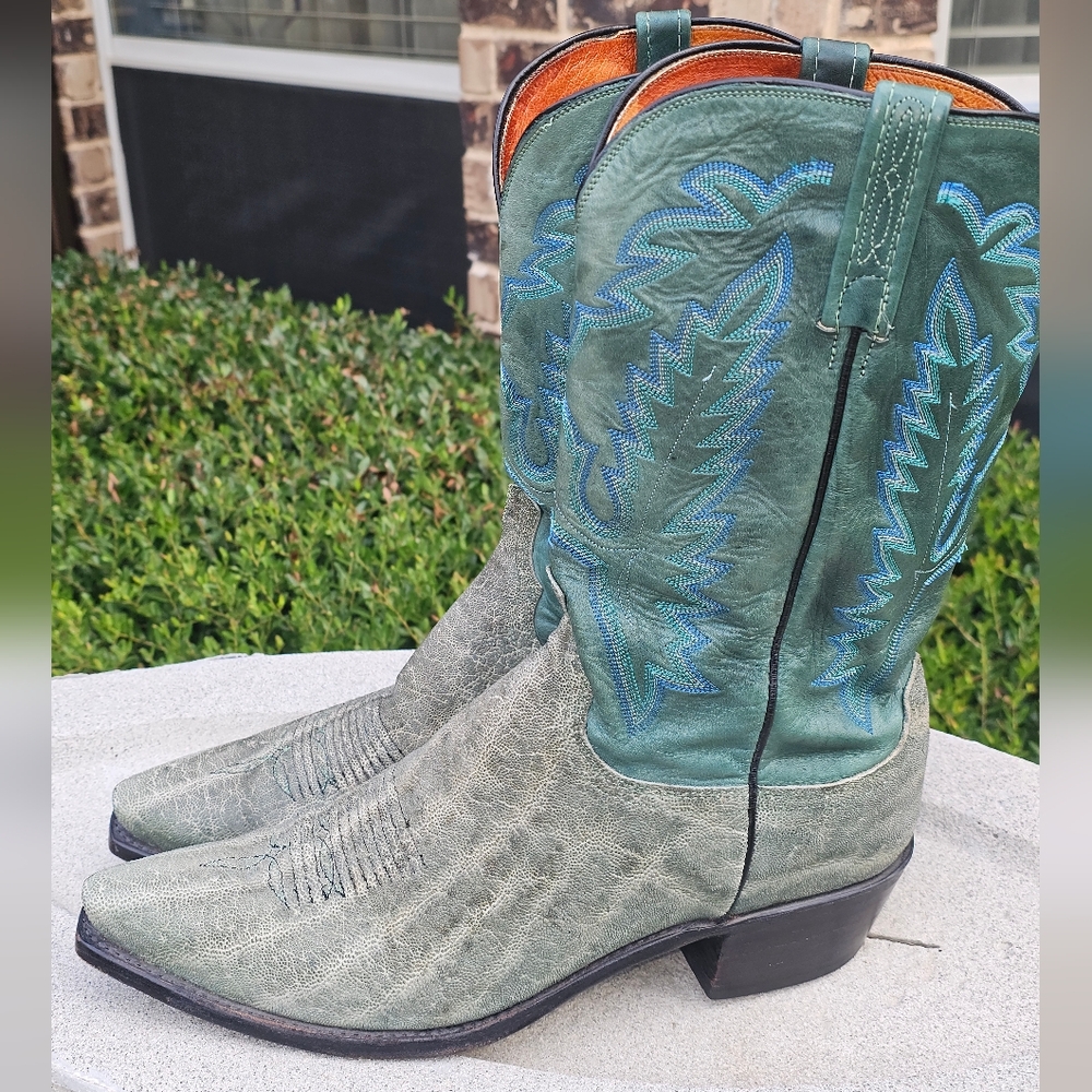 Lucchese Green Elephant Cowboy Boots 13D - Picture 2 of 15